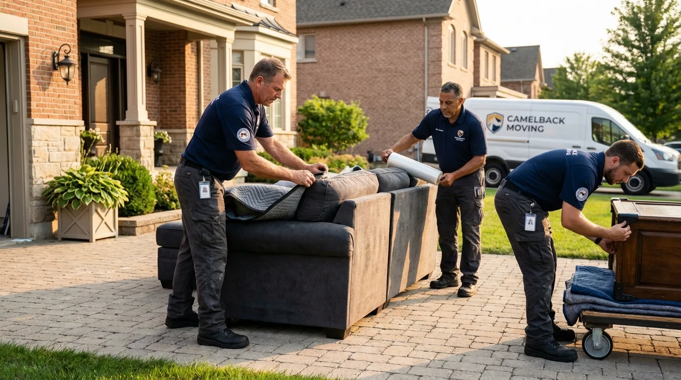 Large estate moving crew wrapping furniture in Brigham City, UT